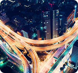 infrastructure__300x279 top view of a city with different streets by night