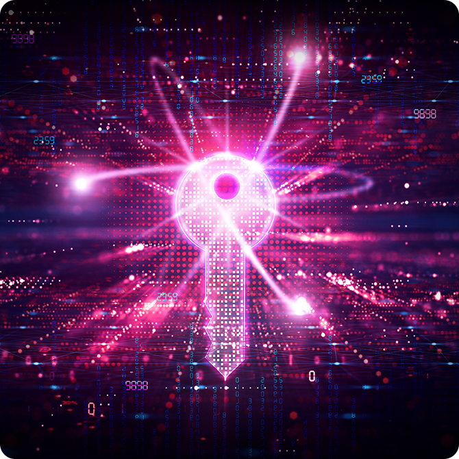 digital purple key with lights
