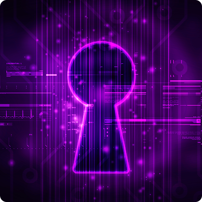 Pinkfarbene digitale Darstellung eines Schlüssellochs